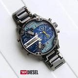 Diesel Big Daddy 2.0 Chronograph Blue Dial Grey Steel Strap Watch For Men - DZ7331