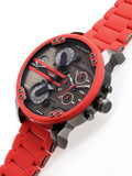 Diesel Mr Daddy 2.0 Chronograph Black Dial Red Silicone Strap Watch For Men - DZ7370