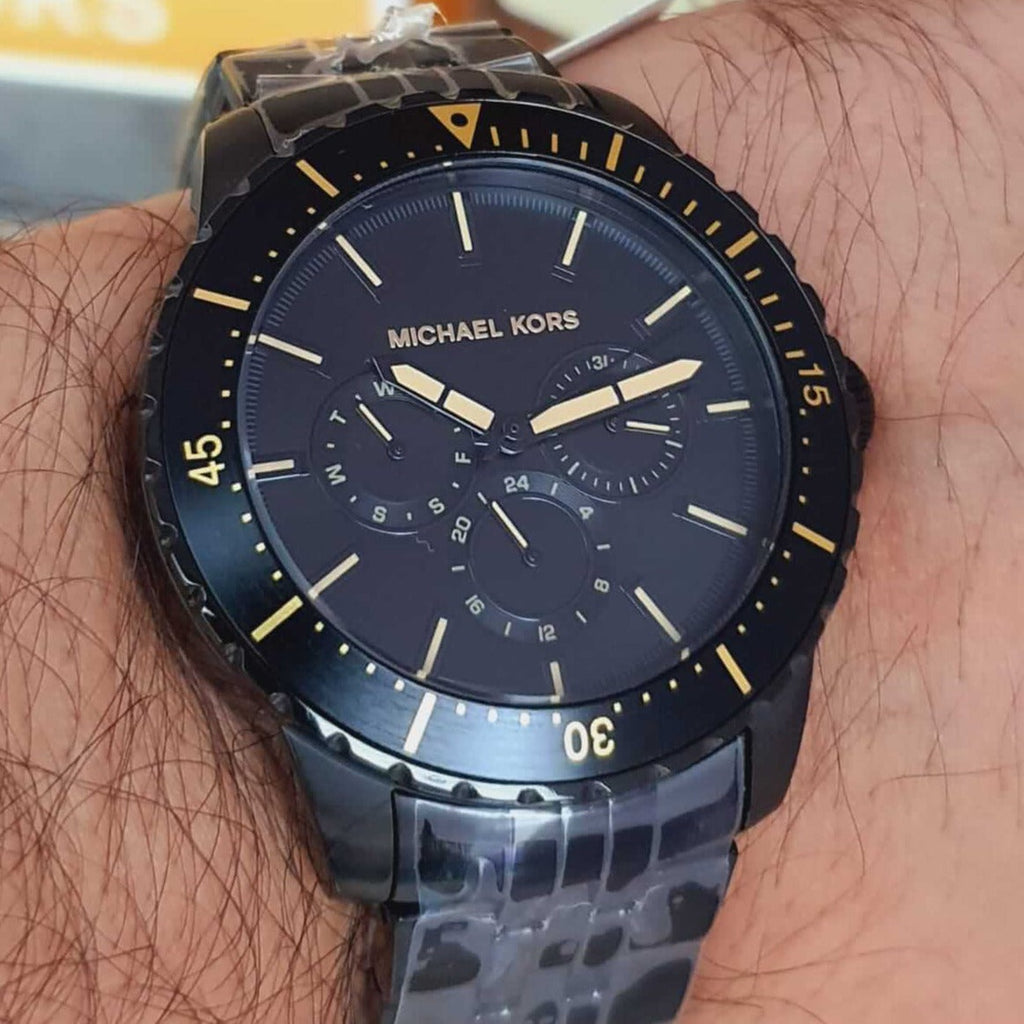 Michael Kors Cunningham Chronograph Black Dial Black Steel Strap Watch For Men - MK7157