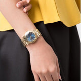 Marc Jacobs Amy Blue Dial Gold Steel Strap Watch for Women - MBM3166