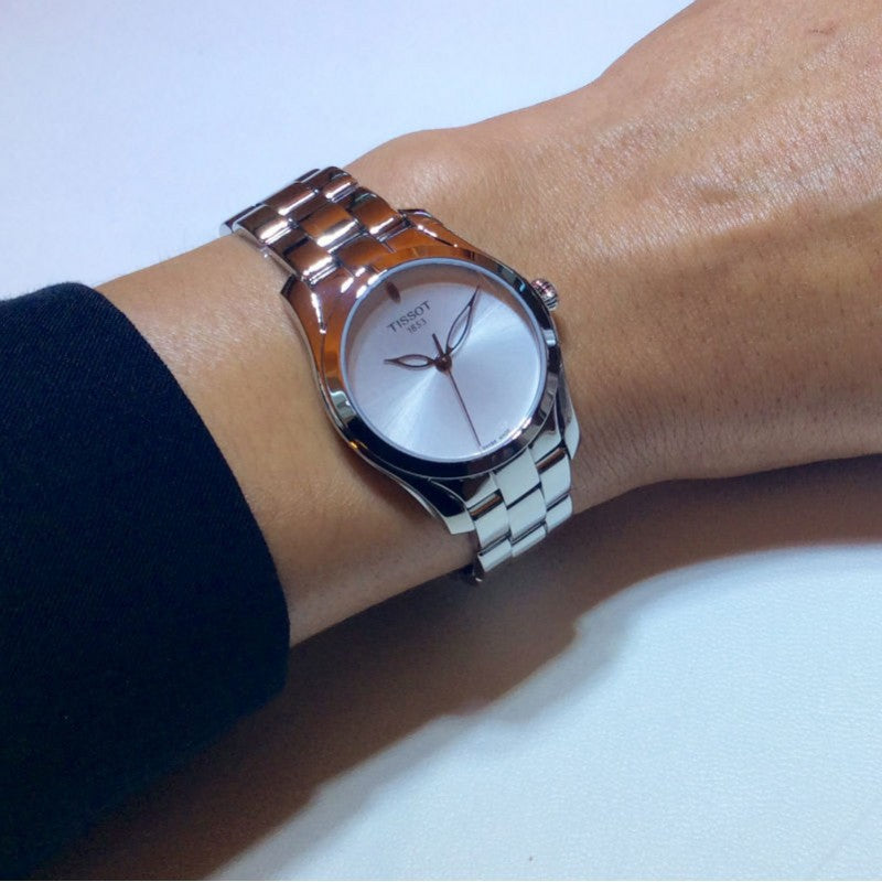 Tissot T Wave Silver Dial Silver Steel Strap Watch For Women - T112.210.11.031.00
