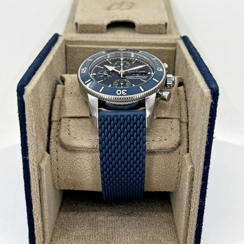 Breitling Superocean Heritage Chronograph 44 Blue Dial Blue Mesh Bracelet Watch for Men - A13313161C1S1