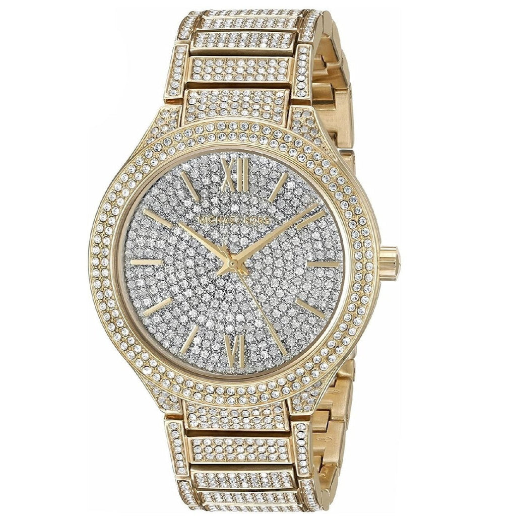 Michael Kors Kerry Crystals Gold Dial Gold Steel Strap Watch For Women - MK3360
