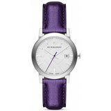 Burberry The City Silver Dial Purple Leather Strap Watch for Women - BU9122