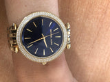 Michael Kors Darci Blue Dial Gold Steel Strap Watch for Women - MK3406