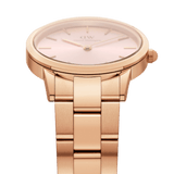 Daniel Wellington Iconic Link Pink Dial Rose Gold Steel Strap Watch For Women - DW00100335
