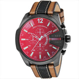 Diesel Mega Chief Quartz Black Dial Two Tone Leather Strap Watch For Men - DZ4305