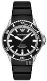 Emporio Armani Sea Explorer Automatic Black Dial Black Silicone Strap Watch For Men - AR60078