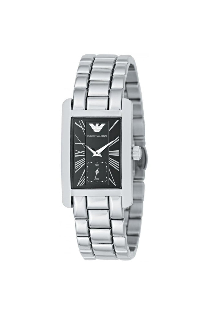 Emporio Armani Classic Black Dial Silver Stainless Steel Watch For Women - AR0157