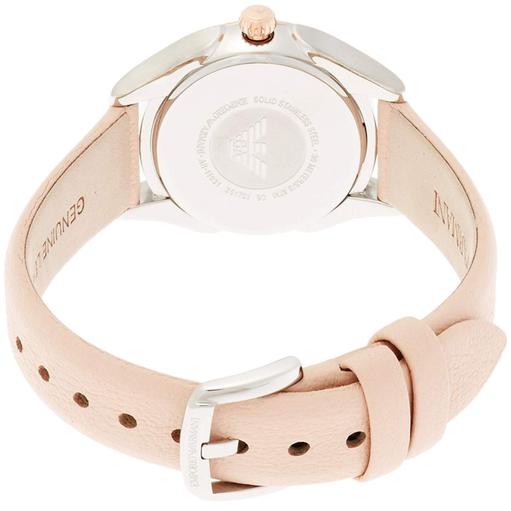 Emporio Armani Valeria Quartz White Dial Beige Leather Strap Watch For Women - AR11031