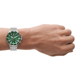 Emporio Armani Diver Chronograph Green Dial Silver Steel Strap Watch For Men - AR11500