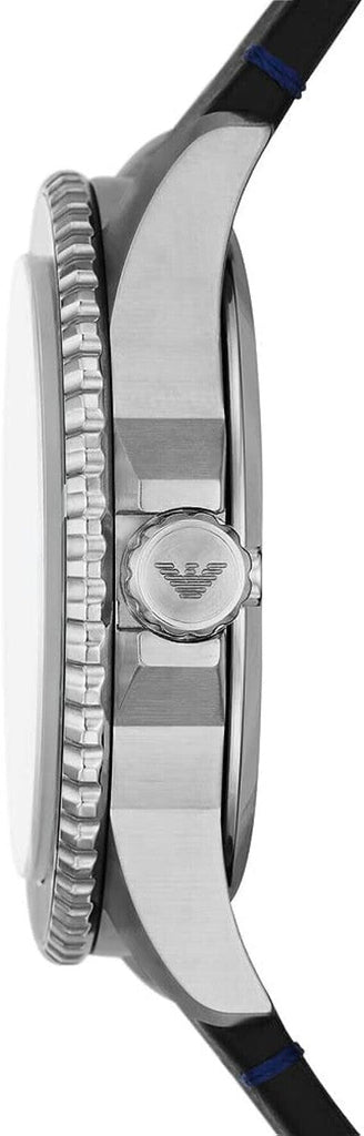 Emporio Armani Diver Three-Hand Quartz Blue Dial Blue Leather Strap Watch For Men - AR11516