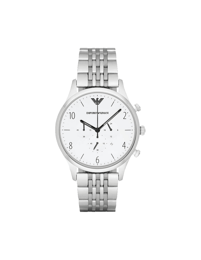 Emporio Armani Classic Chronograph Silver Dial Silver Steel Strap Watch For Men - AR1879