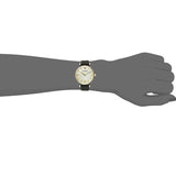 Emporio Armani Gianni T-Bar Quartz Mother of Pearl Dial Black Leather Strap Watch For Women - AR1910