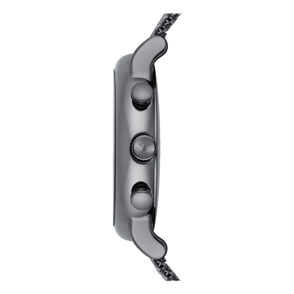 Emporio Armani Chronograph Blue Dial Gun Metallic Mesh Bracelet Watch For Men - AR1979