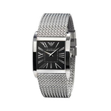 Emporio Armani Classic Black Dial Silver Mesh Bracelet Watch For Women - AR2013