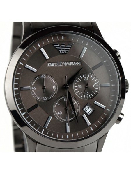 Emporio Armani Classic Chronograph Grey Dial Grey Steel Strap Watch For Men - AR2454