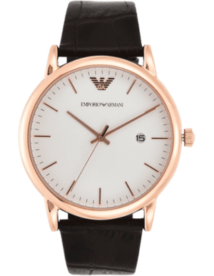 Emporio Armani Luigi White Dial Brown Leather Strap Watch For Men - AR2502