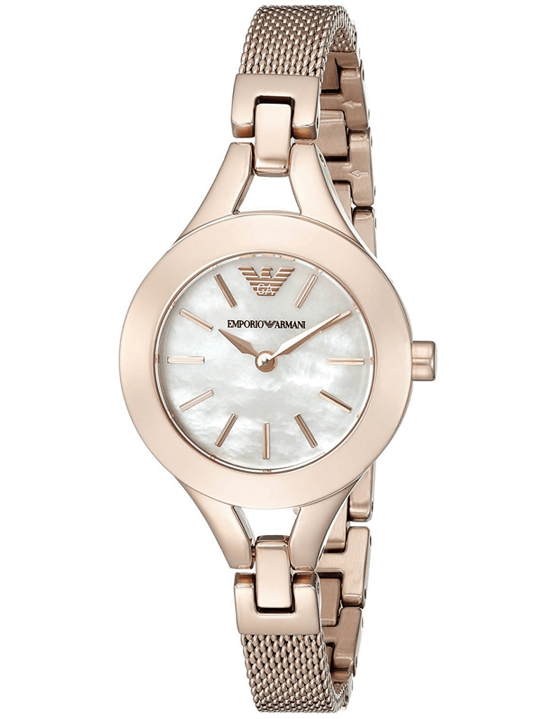 Emporio Armani Chiara Analog White Dial Rose Gold Steel Strap Watch For Women - AR7329