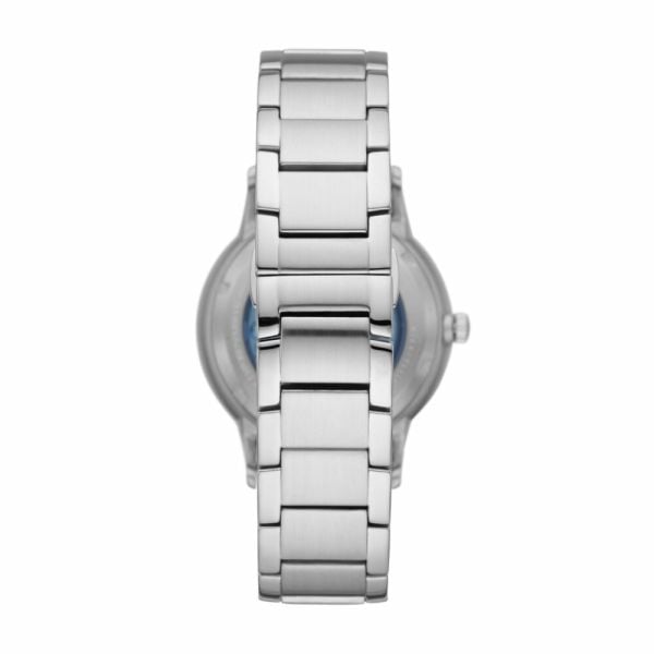 Emporio Armani Renato Automatic Blue Dial Silver Steel Strap Watch For Men - AR60037