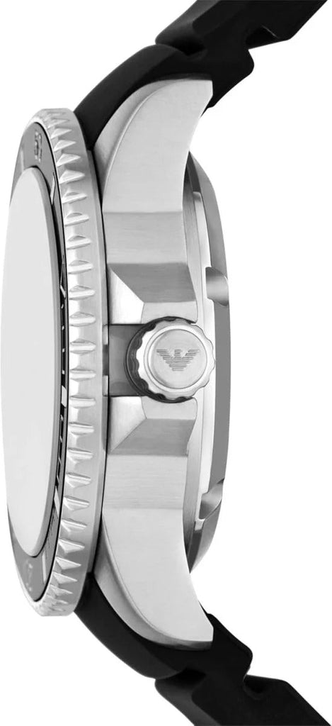 Emporio Armani Sea Explorer Automatic Black Dial Black Silicone Strap Watch For Men - AR60078