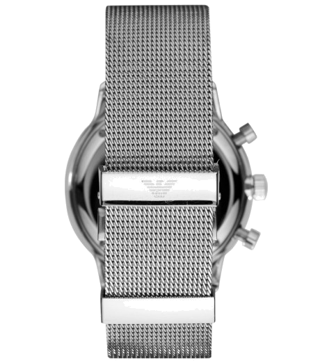 Emporio Armani Classic Chronograph Quartz Silver Dial Silver Mesh Bracelet Watch For Men - AR0390