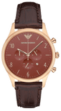 Emporio Armani Classic Chronograph Burgundy Dial Brown Leather Strap Watch For Men - AR1890