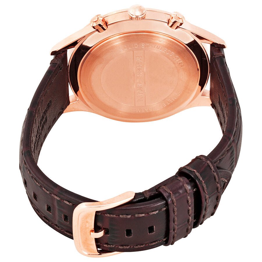 Emporio Armani Classic Chronograph Burgundy Dial Brown Leather Strap Watch For Men - AR1890