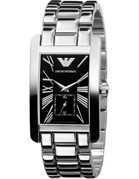 Emporio Armani Classic Black Dial Silver Stainless Steel Strap Watch For Men - AR0156