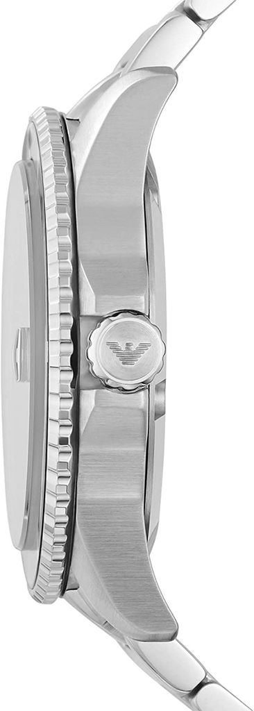 Emporio Armani Three Hand Green Dial Silver Steel Strap Watch For Men - AR11338