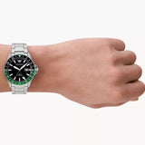 Emporio Armani Sea Explorer GMT Quartz Black Dial Silver Steel Strap Watch For Men - AR11589