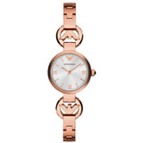 Emporio Armani Retro Quartz Silver Dial Rose Gold Steel Strap Watch For Women - AR1776