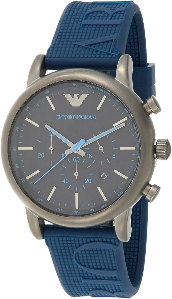 Emporio Armani  Luigi Chronograph Black Dial Blue Rubber Strap Watch For Men - AR11023