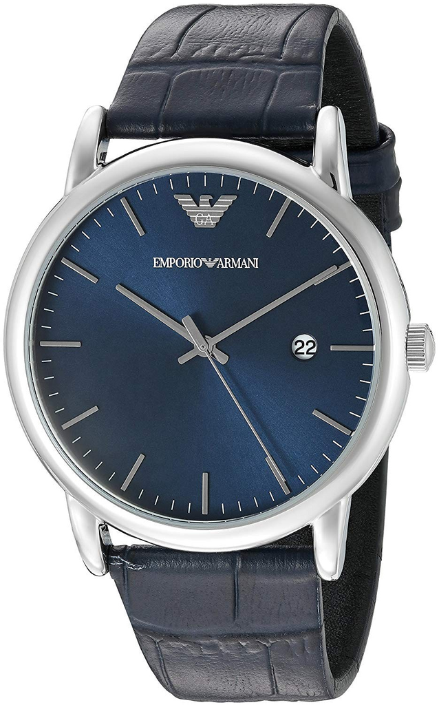 Emporio Armani Gianni T Bar Quartz Blue Dial Blue Leather Strap Watch For Men - AR11300