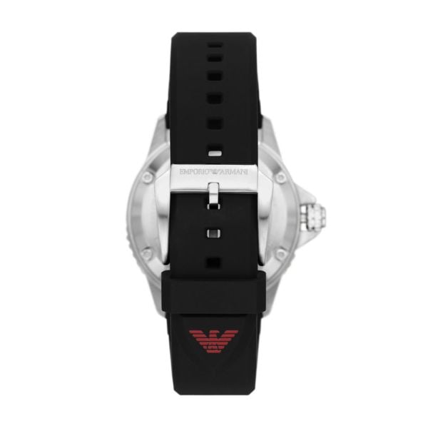 Emporio Armani Meccanico Automatic Red Dial Black Silicon Strap Watch For Men - AR60070