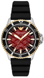 Emporio Armani Meccanico Automatic Red Dial Black Silicon Strap Watch For Men - AR60070