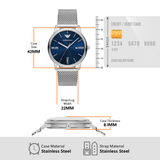 Emporio Armani Minimalist Quartz Blue Dial Silver Steel Strap Watch For Men - AR11571