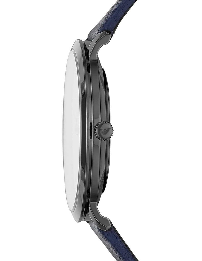 Emporio Armani Modern Slim Analog Silver Dial Blue Leather Strap Watch For Men - AR11214