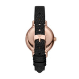 Emporio Armani Cleo Three-Hand Mother of Pearl Dial Black Leather Strap Watch For Women - AR11485