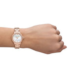 Emporio Armani Aira Three Hand Mother of Pearl Dial Rose Gold Steel Strap Watch For Women - AR11523