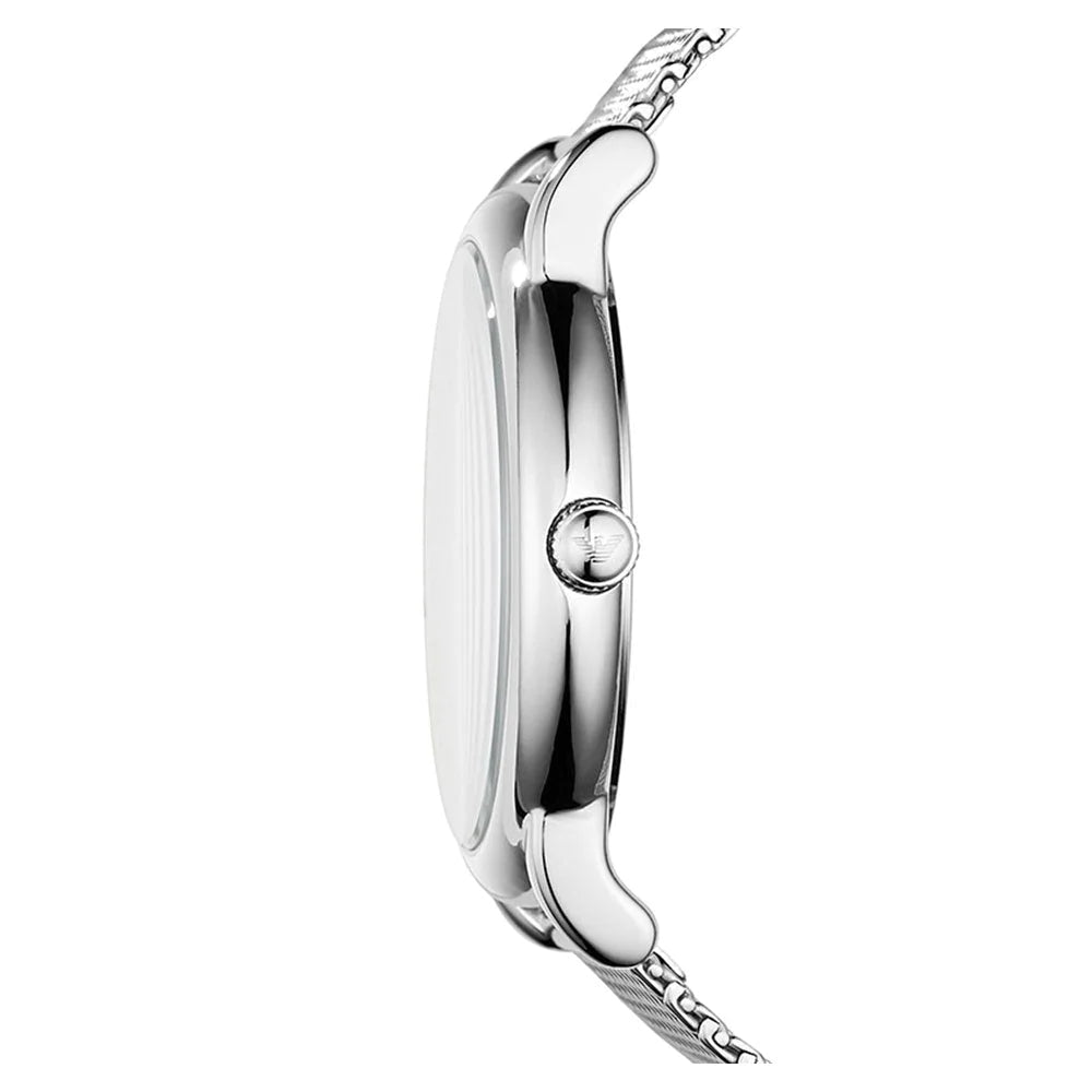 Emporio Armani Luigi Quartz Grey Dial Silver Mesh Bracelet Watch For Men - AR11069