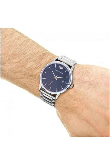 Emporio Armani Luigi Blue Dial Silver Steel Strap Watch For Men - AR11089