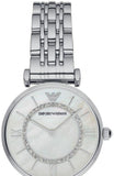 Emporio Armani Gianni T-Bar Mother of Pearl Dial Silver Stainless Steel Watch For Women - AR1908