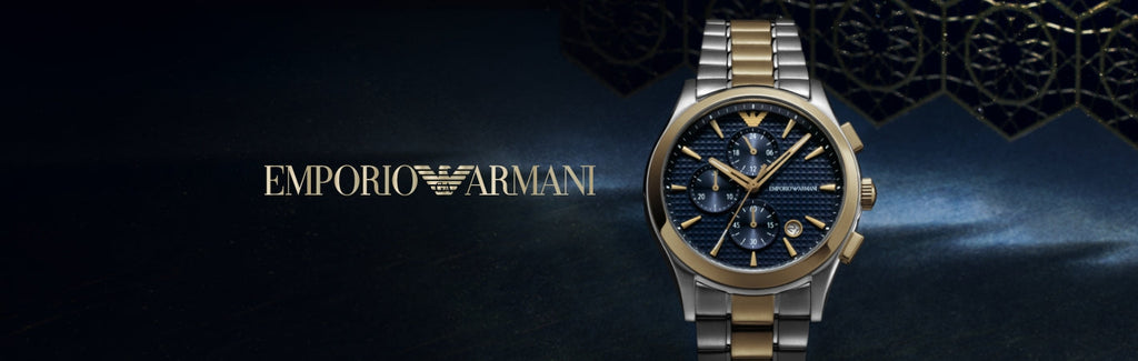 Emporio Armani Paolo Chronograph Blue Dial Two Tone Steel Strap Watch For Men - AR11579