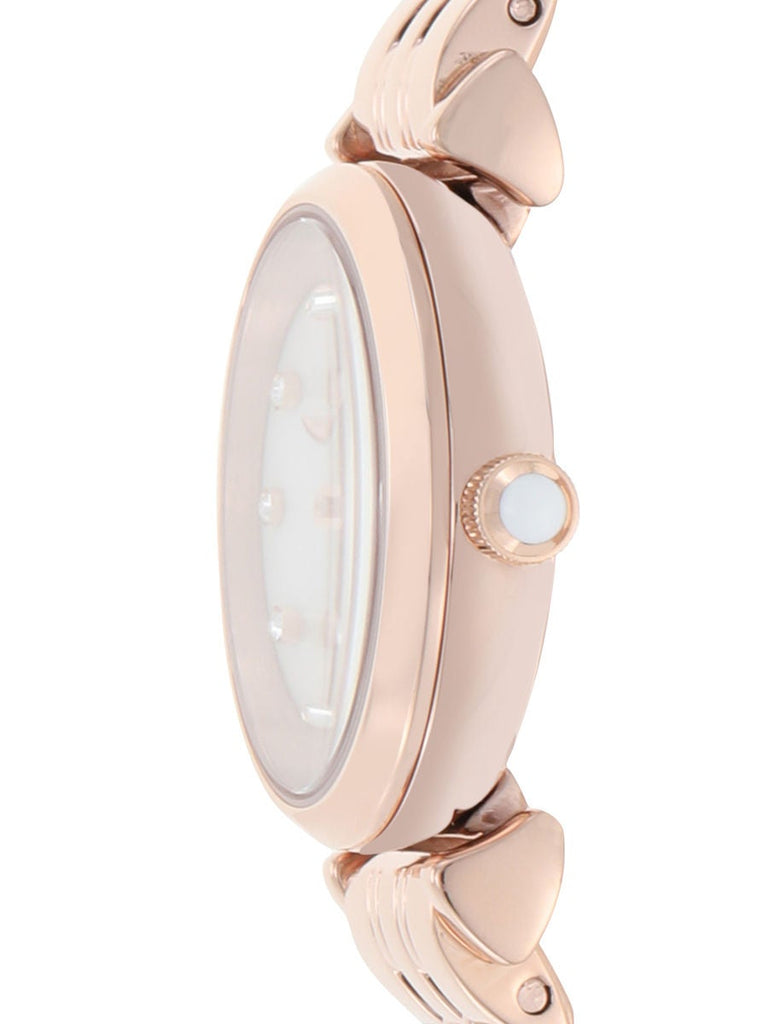 Emporio Armani Gianni T-Bar Mother of Pearl Dial Rose Gold Steel Strap Watch For Women - AR11203