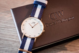 Daniel Wellington Classy Glasgow White Dial Two Tone Nylon Strap Watch For Women - DW00100078
