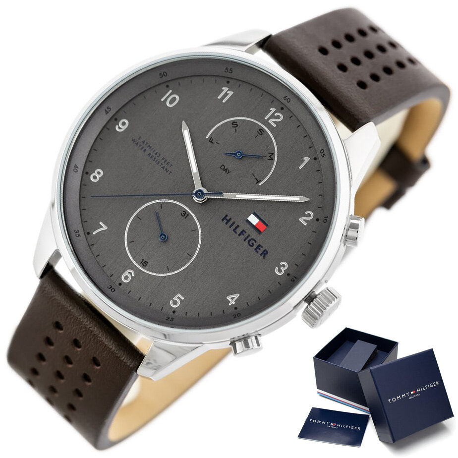 Tommy Hilfiger Chase Quartz Brown Dial Brown Leather Strap Watch for Men - 1791579