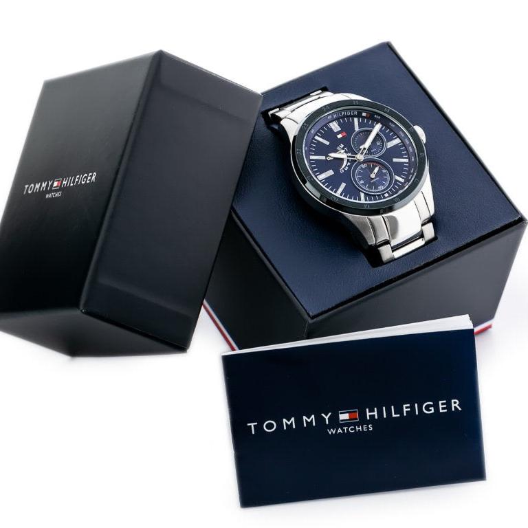 Tommy Hilfiger Austin Blue Dial Silver Steel Strap Watch for Men - 1791640
