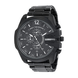 Diesel Mega Chief Chronograph Black Dial Black Steel Strap Watch For Men - DZ4283