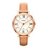 Fossil Jacqueline White Dial Brown Leather Strap Watch for Women - ES3487